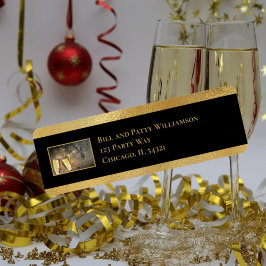Elegant Nyårsafton Svarta Guld Party Adress Returadress Etikett