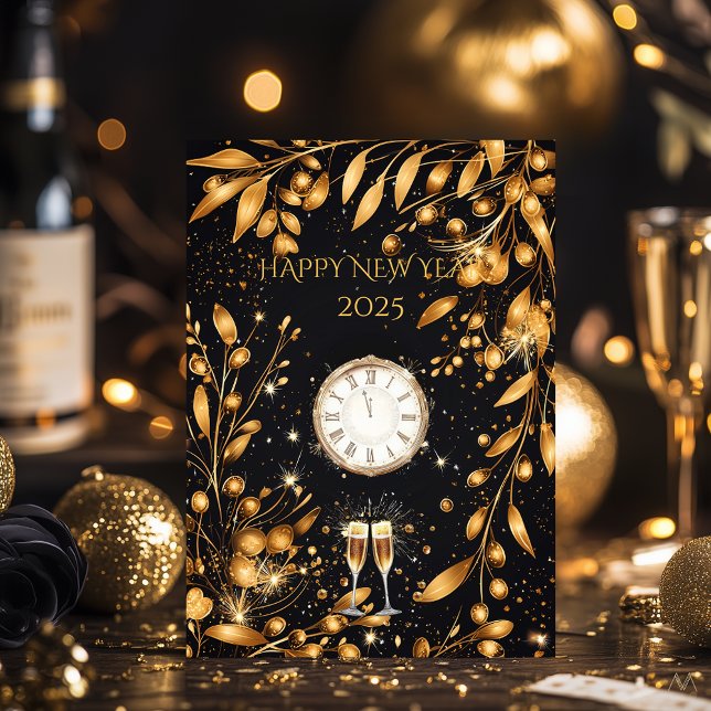 Elegant Nyårsfest Inbjudan Guld Svart (Skapare uppladdad)