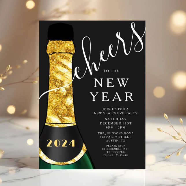 Elegant Nyårsfest Inbjudningar (Elegant New Year's Eve Party Invitation)