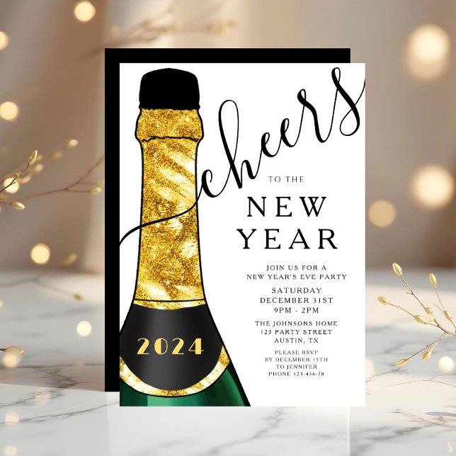 Elegant Nyårsfest Inbjudningar (Elegant New Year's Eve Party Invitation)