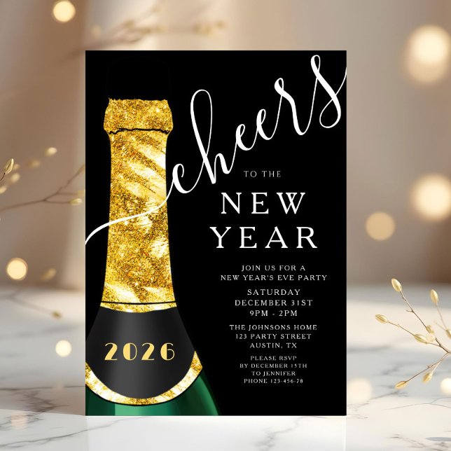 Elegant nyårsfest inbjudningar (Elegant New Year's Eve Party Invitation)