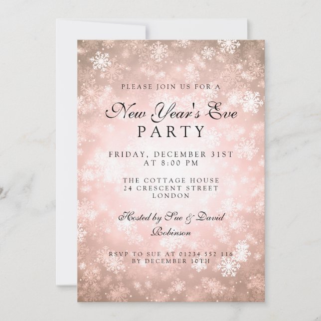 Elegant Nyårsfest Kopparvinter Inbjudningar (Framsida)