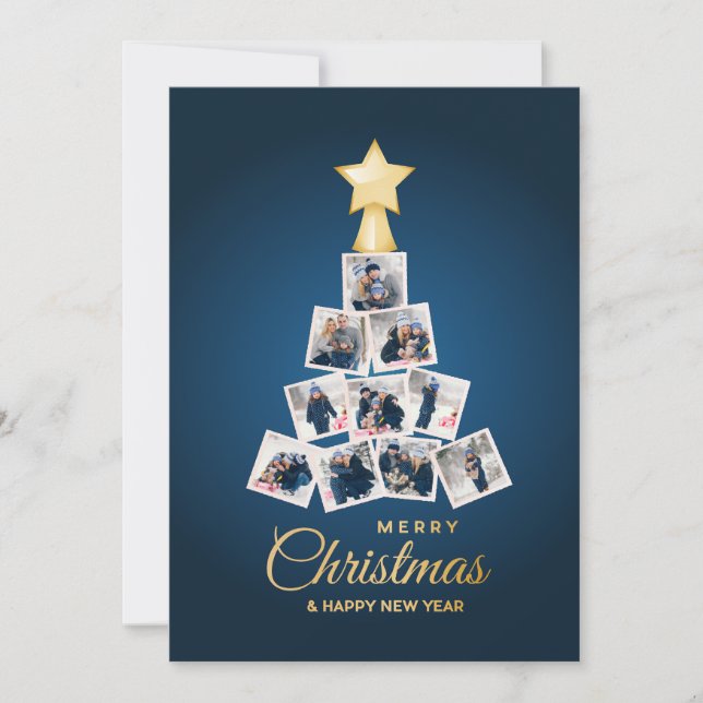 Elegant - nyårsfoto och Julgran 10-familjfoto Julkort (Framsida)