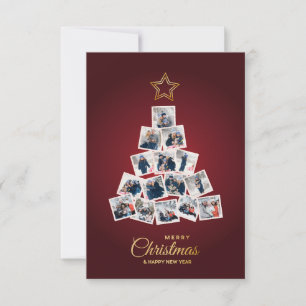 Elegant - nyårsfoto och Julgran 15-familjfoto Tack Kort
