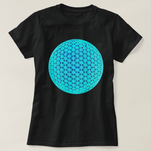Elegant - nyblått tealblomma t shirt (Design framsida)