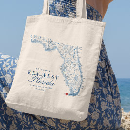 Elegant Nyckel Väster Florida Bröllop Välkomsteckn Tygkasse