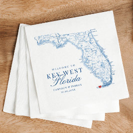 Elegant Nyckel Väster Florida Karta Bröllop Pappersservett