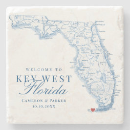 Elegant Nyckel Väster Florida Wedasbröllop Favor Stenunderlägg