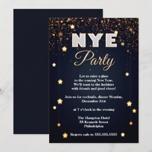Elegant NYE Confetti Party Inbjudningar