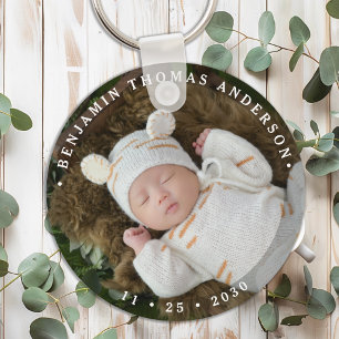 Elegant Nyfödd Baby Personlig - enkelt foto Nyckelring