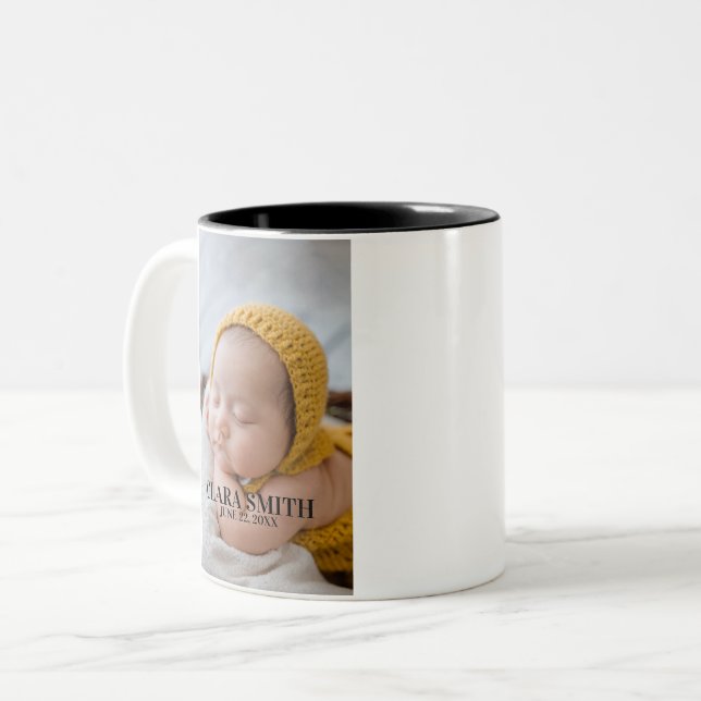 Elegant nyfödd bebis meddelande Två-Tonad mugg (Framsida vänster)