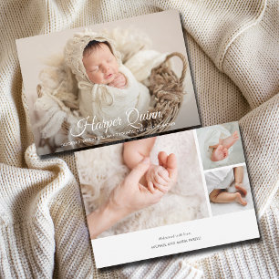 Elegant Nyfödd Photo Collage Tillkännagivande för Meddelande
