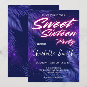 Elegant Nyfödd rosa Blå Lämna Söt 16:e födelsedage Inbjudningar