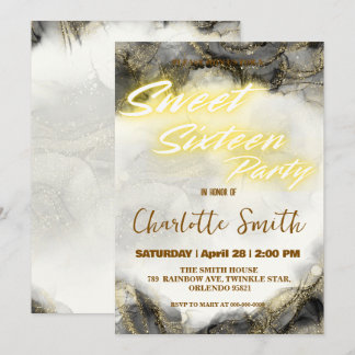 Elegant Nyfödda rosa marble Guld Sweet 16:e födels