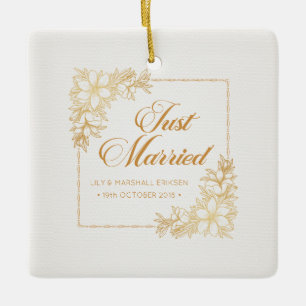 Elegant Nygift Bröllop Keramisk Ornament