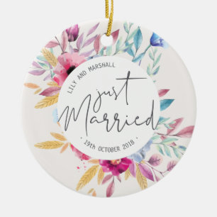 Elegant Nygift Bröllop Keramisk Ornament