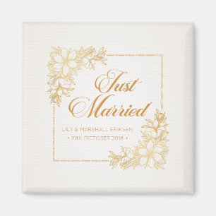 Elegant Nygift Bröllop Kylmagnet Magnet