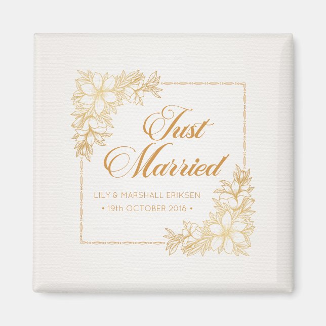 Elegant Nygift Bröllop | Kylmagnet Magnet (Framsidan)