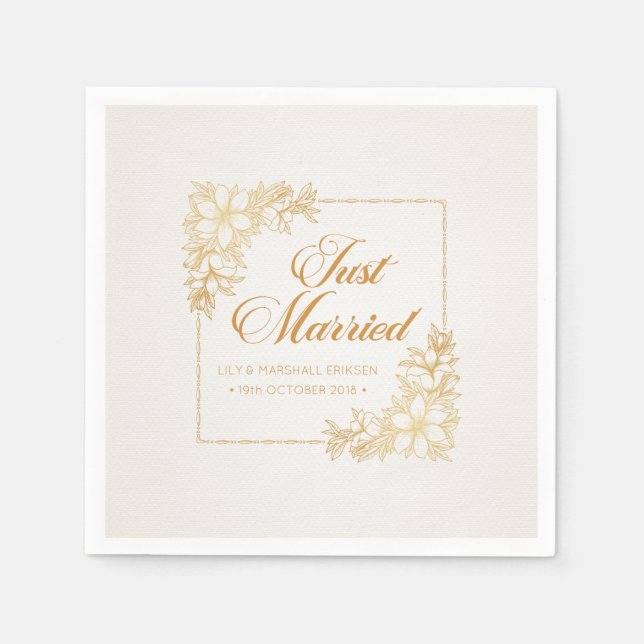 Elegant Nygift Bröllop | Pappersservett (Framsidan)