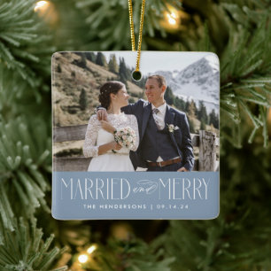 Elegant Nygift Foto Gift och Glad Metal Prydnad Julgransprydnad Keramik