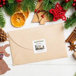 Elegant Nygift Jul Foto Fyrkantigt Klistermärke