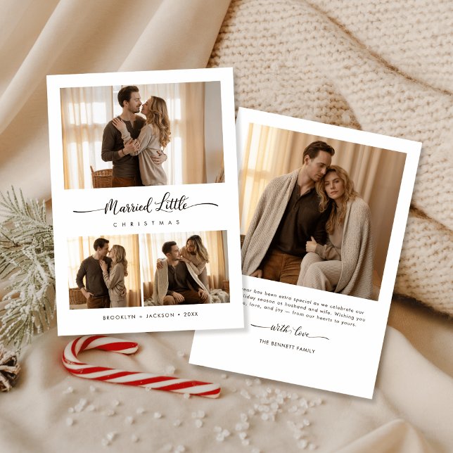 Elegant Nygift Jul Fotografi Julkort (Skapare uppladdad)