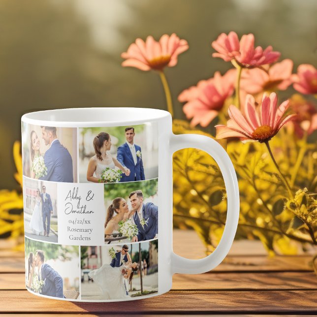 Elegant Nyligen gift, gift par fotokollage Kaffemugg (Skapare uppladdad)
