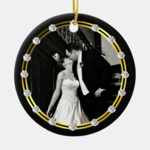 Elegant Nyligen Wed-fotoorange Julgransprydnad Keramik