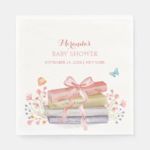Elegant Nytt kapitel Blommigt Bow Bok Baby Shower