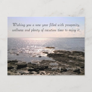 Elegant Nytt Year well Önskemål Ocean Shore Photo Helg Vykort