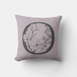 Elegant O Boho Blommigt Monogram Initial Lilac Grå Kudde