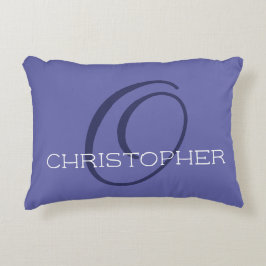 Elegant O Initial Namn Periwinkle Blå Stilig Prydnadskudde