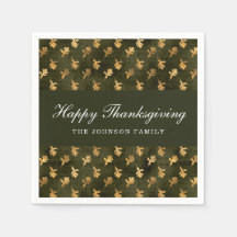 Elegant Oak Leaves Green Thanksgiving