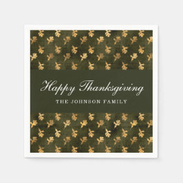 Elegant Oak Leaves Green Thanksgiving Pappersservett
