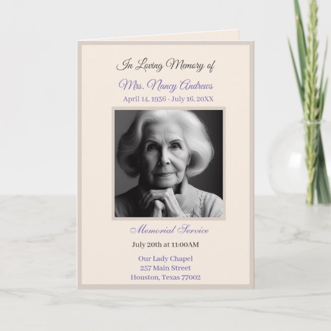 Elegant Obituary Bereavement Service Programs Program (Framsida)