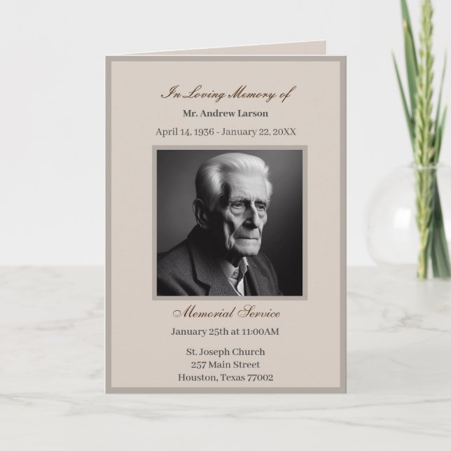 Elegant Obituary Bereavement Service Programs Program (Framsida)