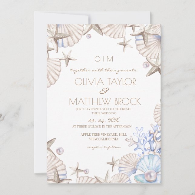 Elegant Ocean Beach Wedding Inbjudningar (Framsida)