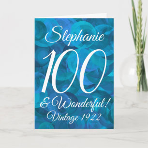 Elegant Ocean Blue 100 och underbar födelsedag Kort