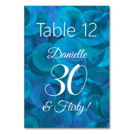 Elegant Ocean Blue 30 och Vänd Födelsedagsfest Bordsnummer