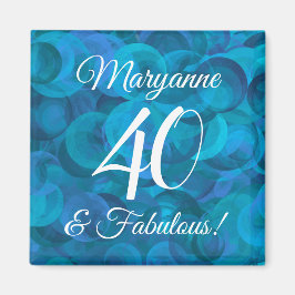 Elegant Ocean Blue 40 och Fabulous Födelsedagsfest Magnet