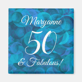 Elegant Ocean Blue 50 och Fabulous Födelsedagsfest Magnet