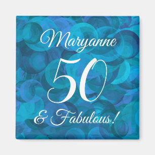 Elegant Ocean Blue 50 och Fabulous Födelsedagsfest Magnet