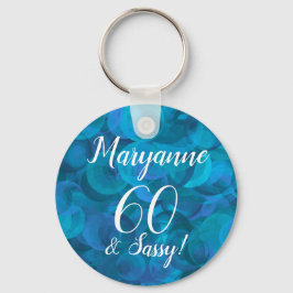 Elegant Ocean Blue 60 och Sassy Birthday Namn Nyckelring