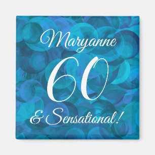 Elegant Ocean Blue 60 & Sensational Födelsedagsfes Magnet