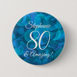 Elegant Ocean Blue 80 och Fantastisk Birthday Knapp