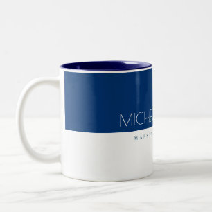 Elegant Ocean Blue Anpassningsbar monogram Namn oc Två-Tonad Mugg