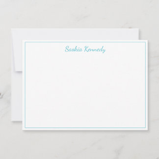 Elegant Ocean Blue Dancing Script Gräns Anteckningskort