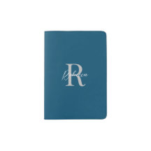 Elegant Ocean Blue och White Minimalistic Monogram