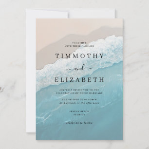 Elegant Ocean Sand Beach Wedding Inbjudningar