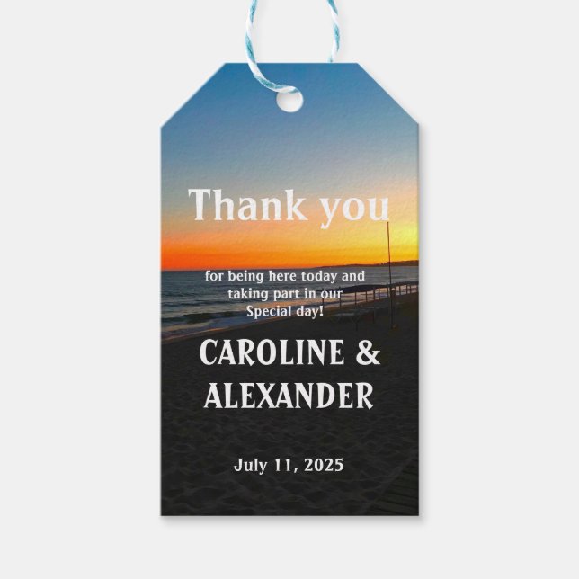 Elegant Ocean Sunset Coastal Beach Tropical Summer Presentetikett (Framsidan)